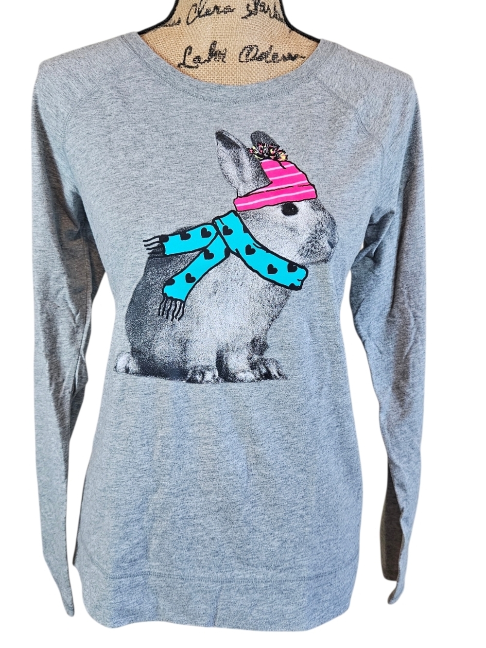 SO Grey Top with Bunny Print